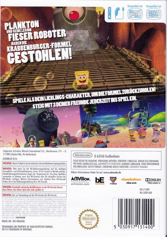 Bob L'eponge - La Vengeance Robotique De Plankton — box-2D-back (DE)