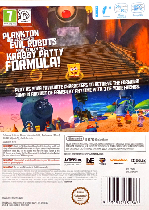 Bob L'eponge - La Vengeance Robotique De Plankton — box-2D-back (EU)