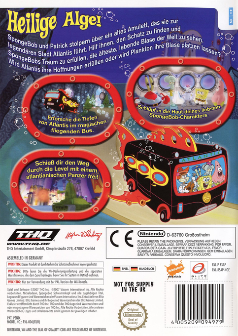 Bob L'eponge - Bulle En Atlantide — box-2D-back (DE)