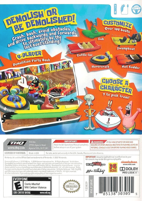 Spongebob's Boating Bash — box-2D-back (US)