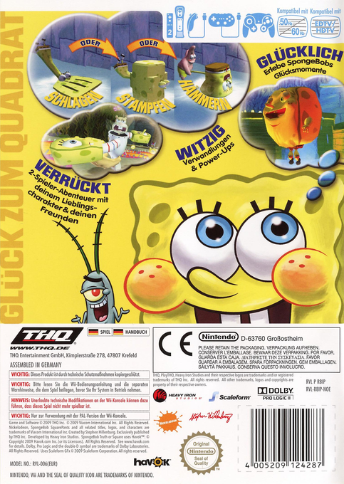 Bob L'eponge - Truth Or Square — box-2D-back (DE)