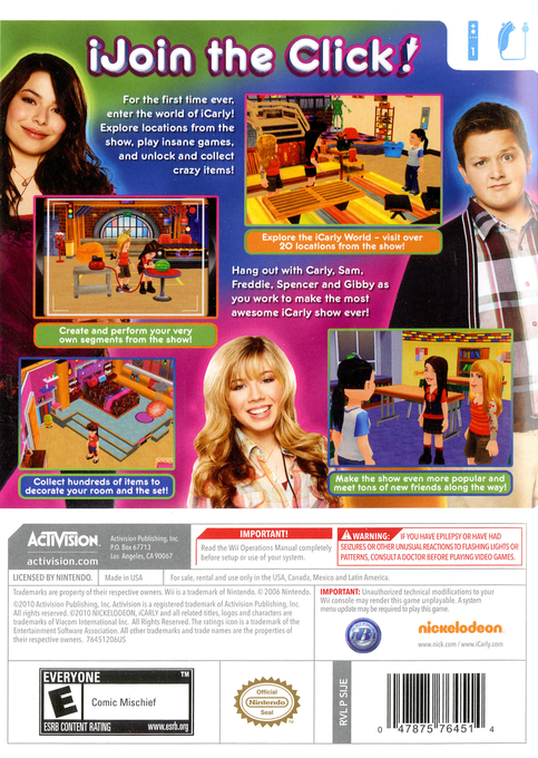 iCarly 2 - iJoin the Click! — box-2D-back (US)