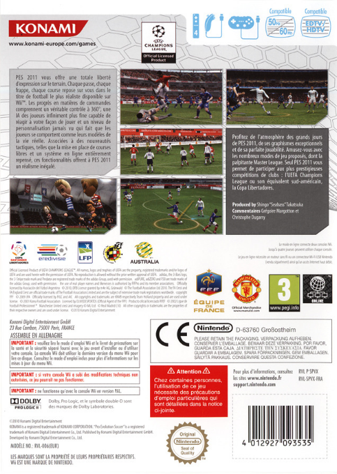 Pro Evolution Soccer 2011 — box-2D-back (FR)