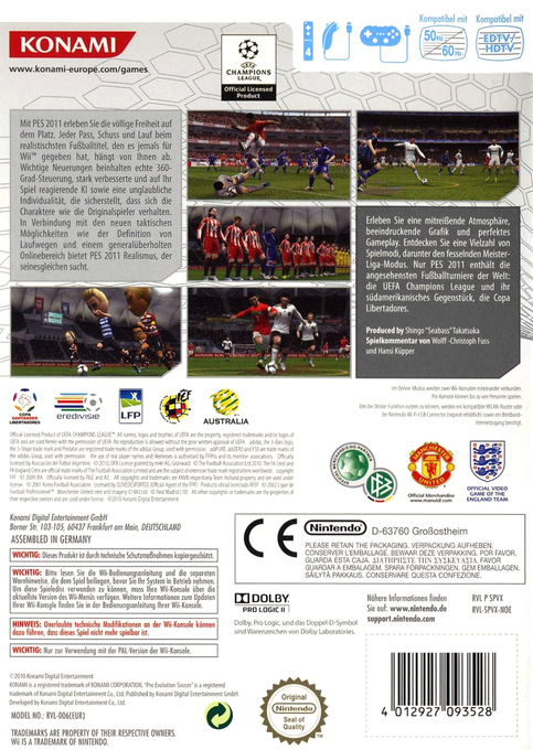 Pro Evolution Soccer 2011 — box-2D-back (DE)