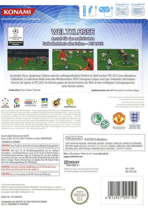 Pro Evolution Soccer 2012 — box-2D-back (DE)