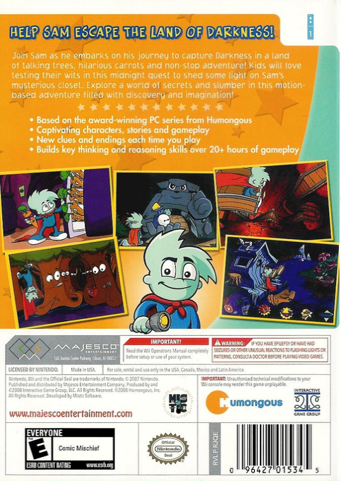 Pajama Sam - Don't Fear The Dark — box-2D-back (US)
