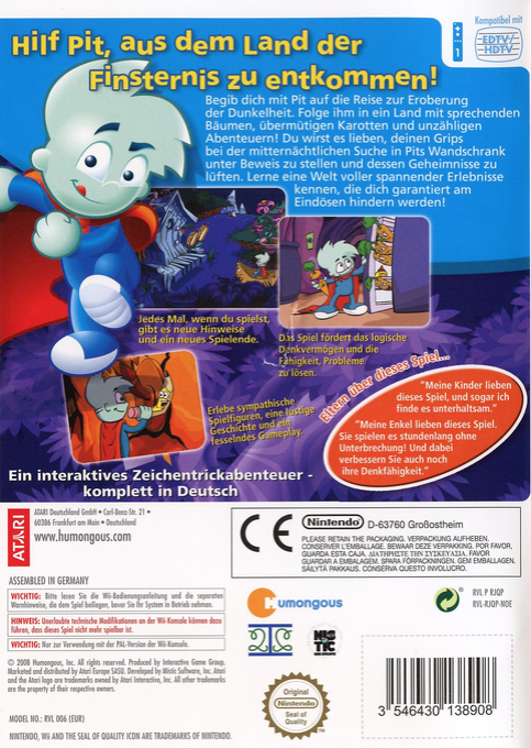 Pajama Sam - Don't Fear The Dark — box-2D-back (DE)