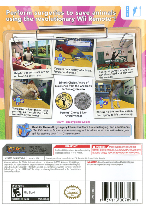 Pet Pals - Animal Doctor — box-2D-back (US)