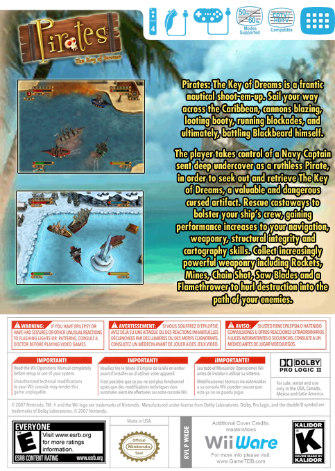 Pirates - The Key Of Dreams — box-2D-back (US)