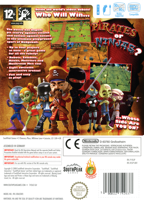 Pirates Vs Ninjas Dodgeball — box-2D-back (EU)