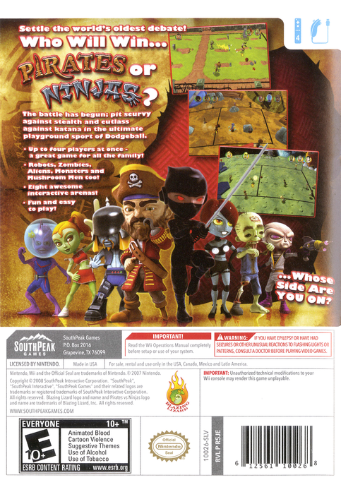Pirates Vs Ninjas Dodgeball — box-2D-back (US)