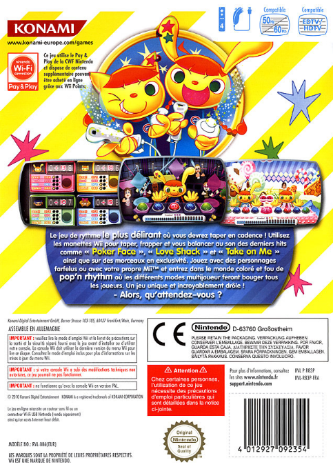 Pop'n Music — box-2D-back (FR)