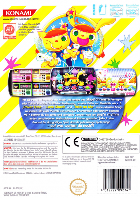 Pop'n Music — box-2D-back (DE)