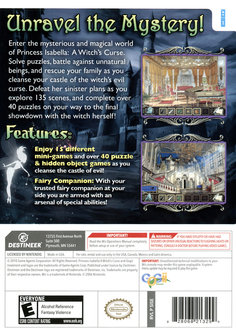 Princess Isabella : A Witch's Curse — box-2D-back (US)