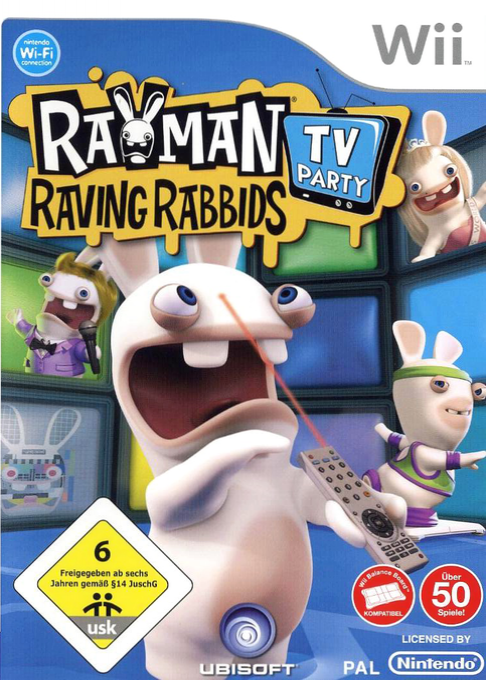 Rayman Raving Rabbids - TV Party — box-2D (DE)