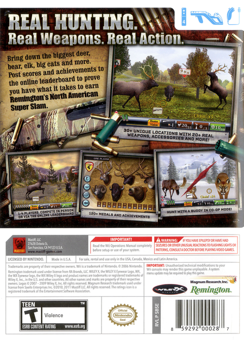 Remington Super Slam Hunting - North America — box-2D-back (US)