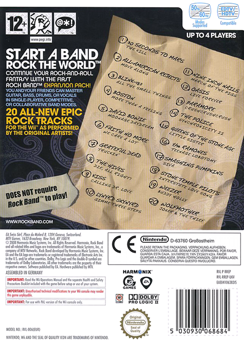 Rock Band Song Pack 1 — box-2D-back (US)