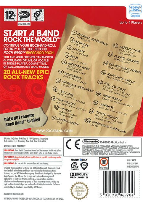 Rock Band - Track Pack Volume 2 — box-2D-back (US)
