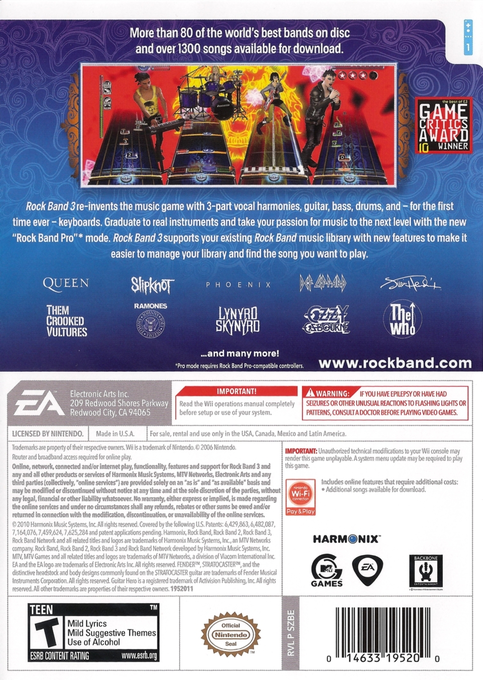 Rock Band 3 — box-2D-back (US)