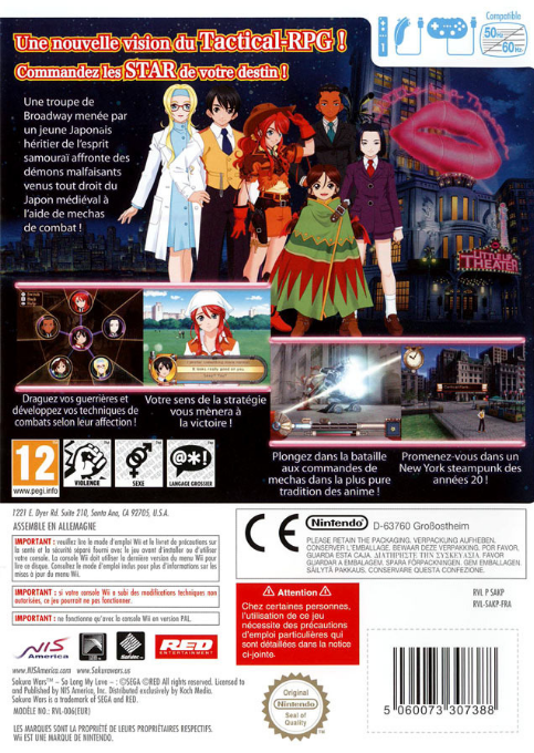 Sakura Wars - So Long, My Love — box-2D-back (FR)