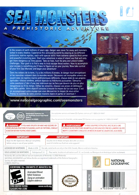 Sea Monsters - A Prehistoric Adventure — box-2D-back (US)