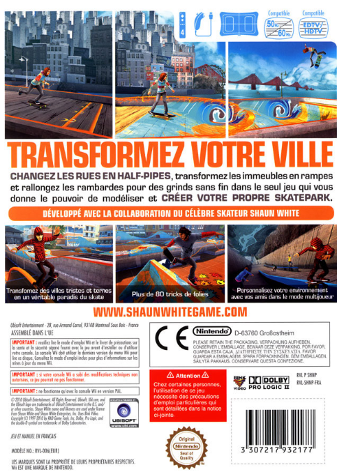 Shaun White Skateboarding — box-2D-back (FR)