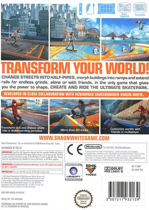 Shaun White Skateboarding — box-2D-back (EU)