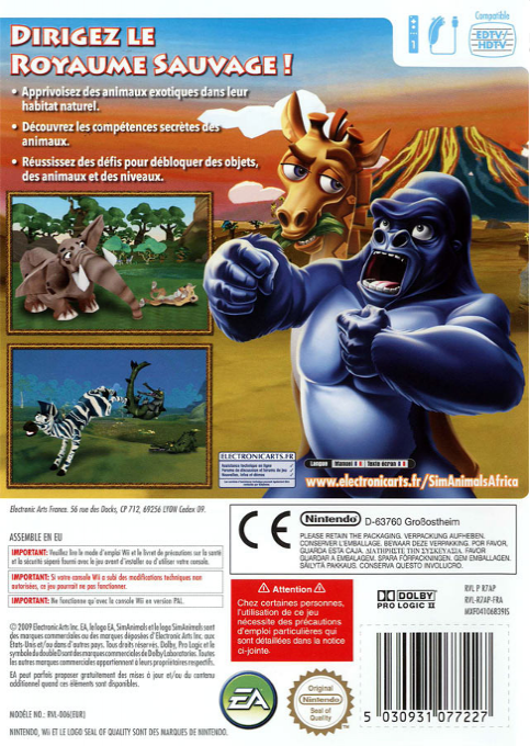 SimAnimals Africa — box-2D-back (FR)