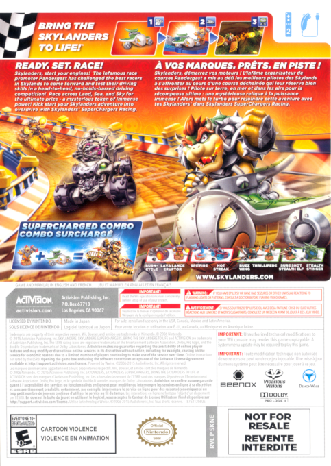 Skylanders : SuperChargers Racing — box-2D-back (US)