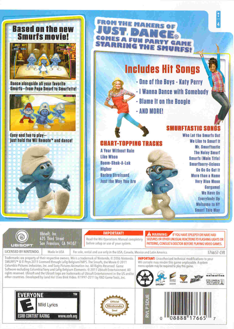 Smurfs, The - Dance Party — box-2D-back (US)