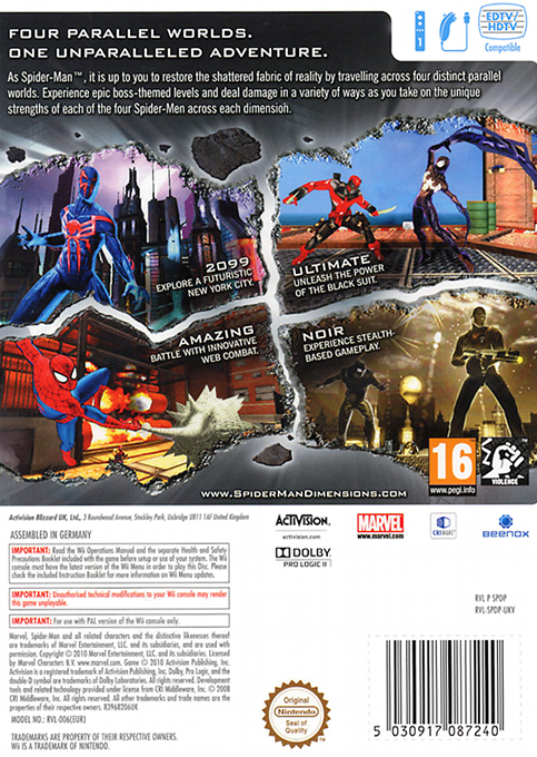 Spider-Man: Shattered Dimensions — box-2D-back (EU)