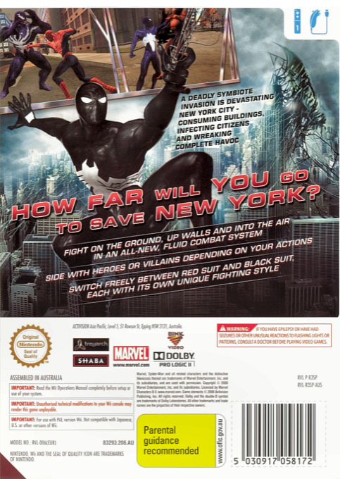 Spider-man - Le Règne Des Ombres — box-2D-back (AU)