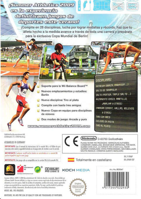 Summer Athletics 2009 — box-2D-back (SP)