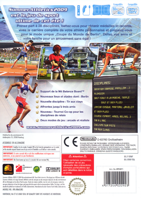 Summer Athletics 2009 — box-2D-back (FR)