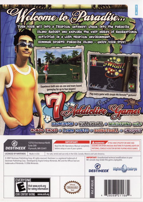 Summer Sports - Paradise Island — box-2D-back (US)