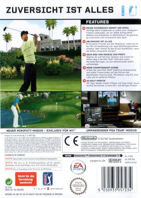 Tiger Woods Pga Tour 08 — box-2D-back (DE)