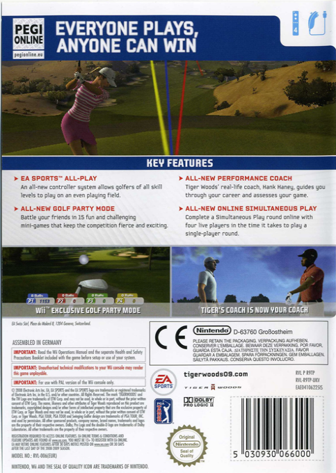 Tiger Woods Pga Tour 09 All-play — box-2D-back (EU)