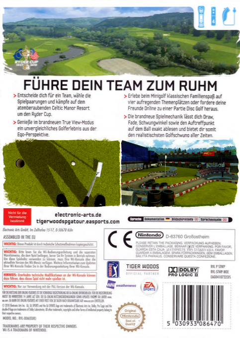 Tiger Woods PGA Tour 11 — box-2D-back (DE)
