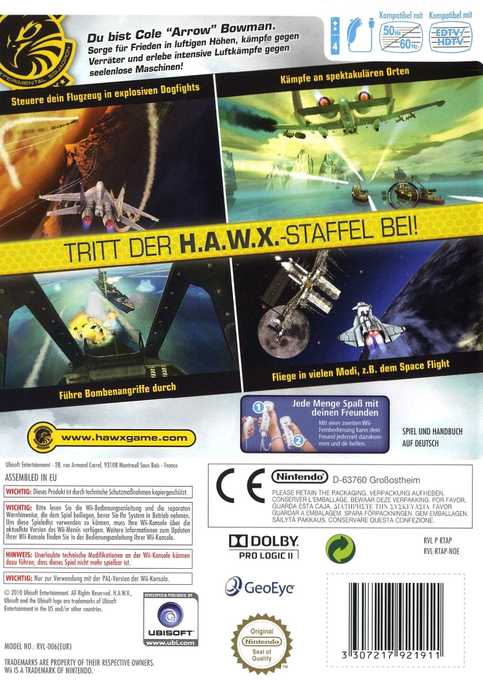 Tom Clancy's H.A.W.X. 2 — box-2D-back (DE)