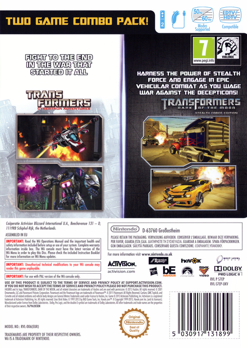 Transformers : Ultimate Battle Edition — box-2D-back (EU)
