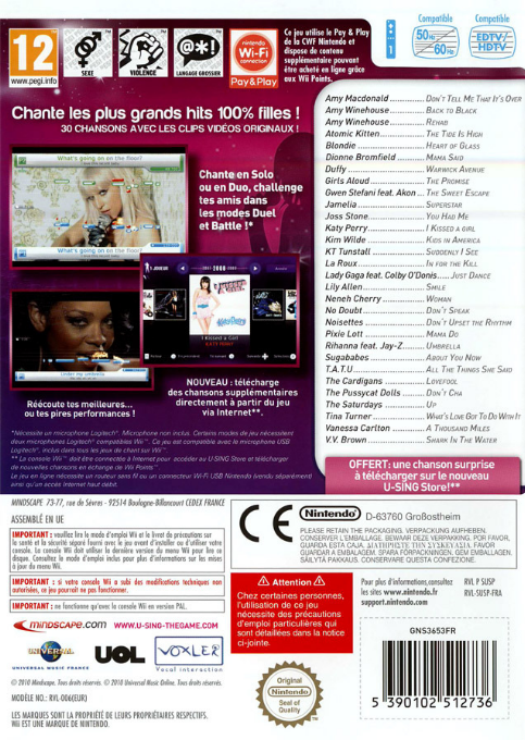 U-Sing - Girls Night — box-2D-back (FR)