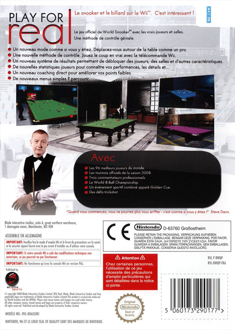 Wsc Real 09 - World Snooker Championship — box-2D-back (FR)