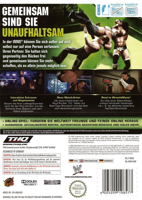 WWE Smackdown Vs Raw 2009 — box-2D-back (DE)