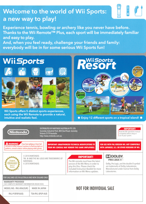 Wii Sports And Wii Sports Resort — box-2D-back (US)