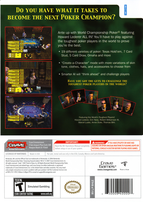 World Championship Poker Featuring Howard Lederer - All In — box-2D-back (US)
