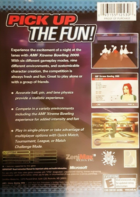 AMF Xtreme Bowling — box-2D-back (US)