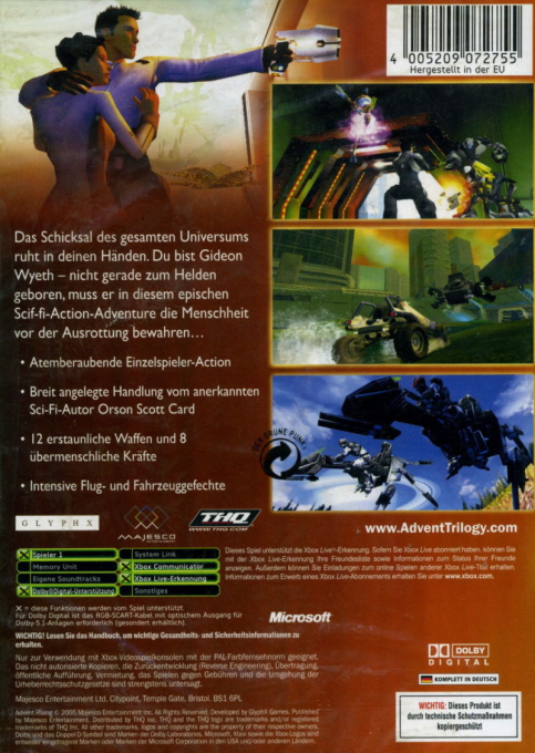 Advent Rising — box-2D-back (DE)