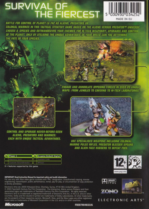 Aliens Versus Predator - Extinction — box-2D-back (EU)