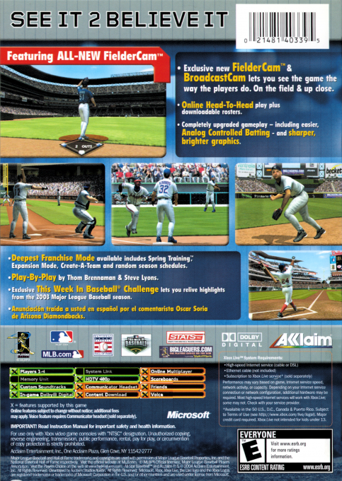 All-Star Baseball 2005 — box-2D-back (US)
