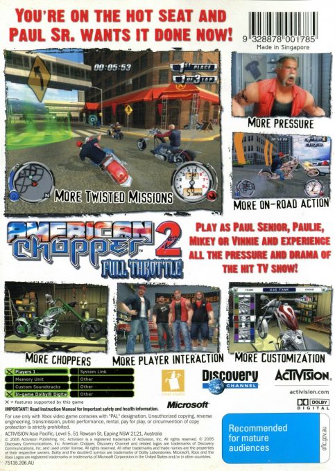American Chopper 2 - Full Throttle — box-2D-back (AU)
